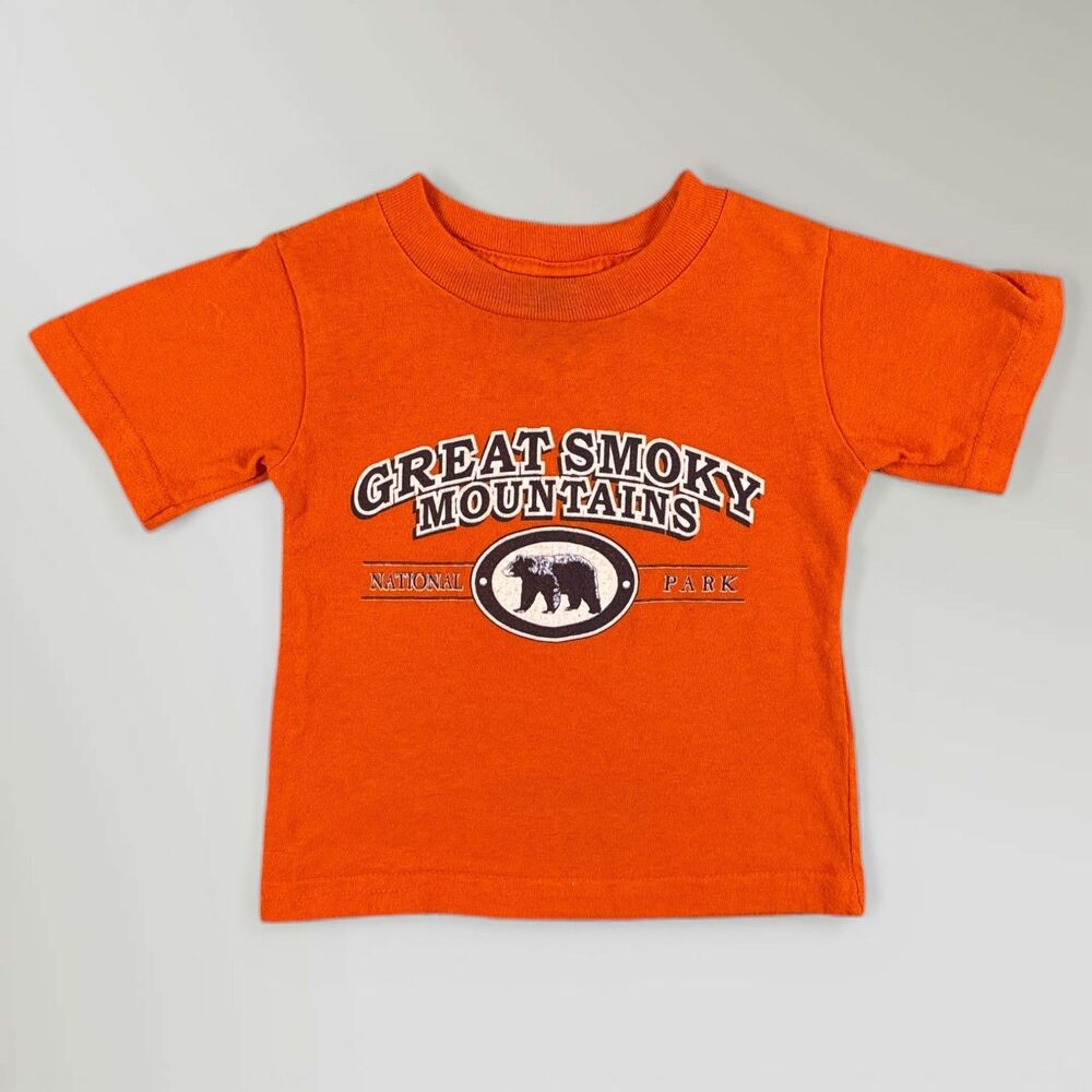 Vtg Great Smoky Mountains National Park Youth T-Shirt Orange Sz Kids 12 mo